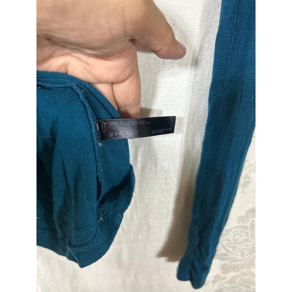 Saturday Sunday Anthropologie Top Medium Teal Ribbed Long Sleeve Layering Tee - Picture 4 of 6